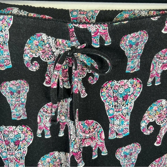 Artisan NY Wide Leg Lounge Pants Black Elephant Print Soft Sleepwear Women's XL - Picture 3 of 7